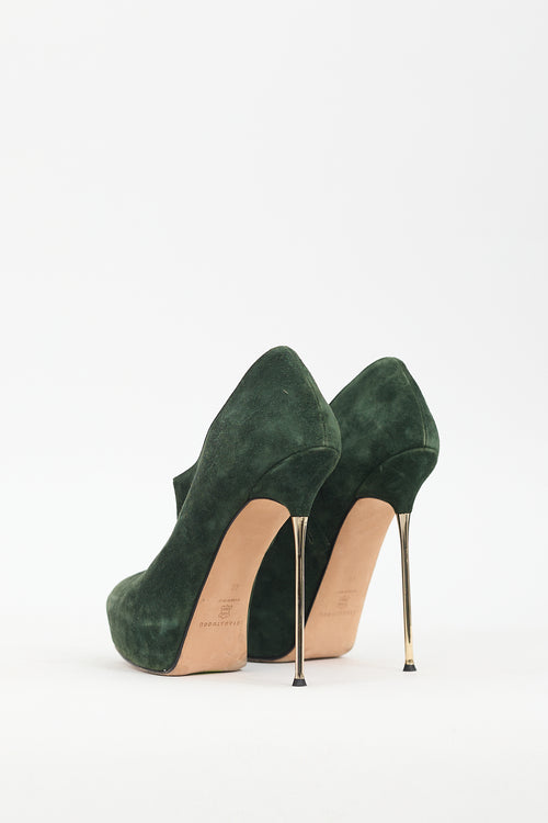 Brian Atwood Green Suede Ankle Pump Boot