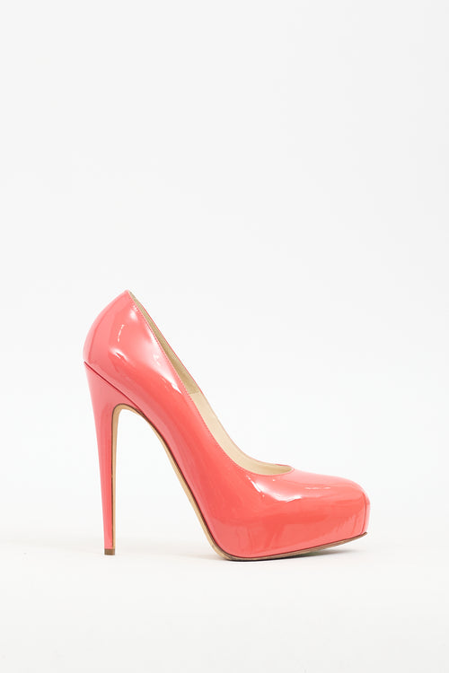 Brian Atwood Orange Patent Leather Platform Pump