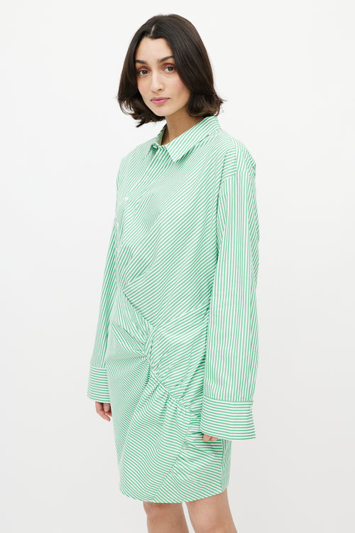 Brigette Herskind Green 
White Stripe Long Shirt Dress