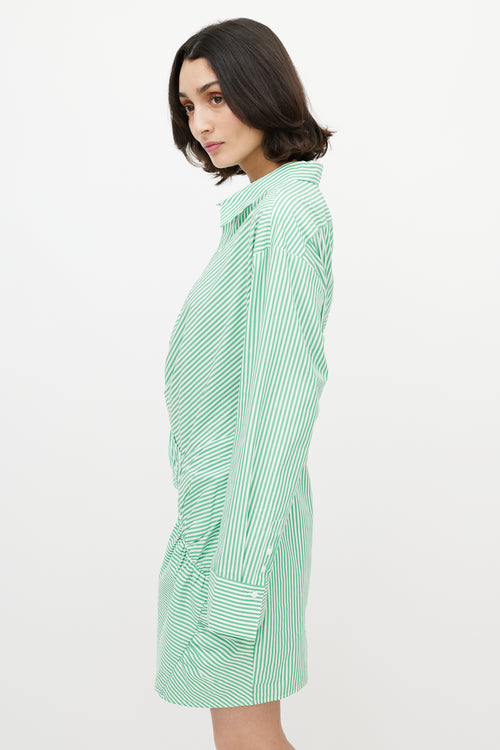 Brigette Herskind Green 
White Stripe Long Shirt Dress