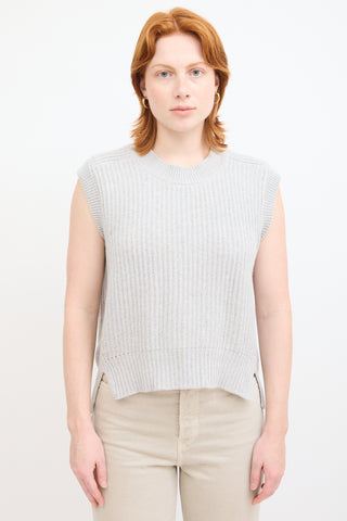 Brochu Walker Grey Cashmere Ribbed Knit Vest