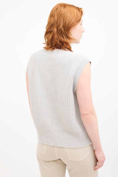 Brochu Walker Grey Cashmere Ribbed Knit Vest