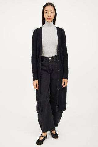 Brochu Walker Black Ribbed Long Cardigan