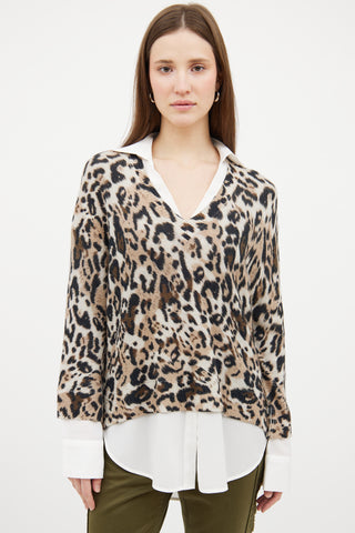 Brochu Walker White 
Beige Printed Shirt Sweater