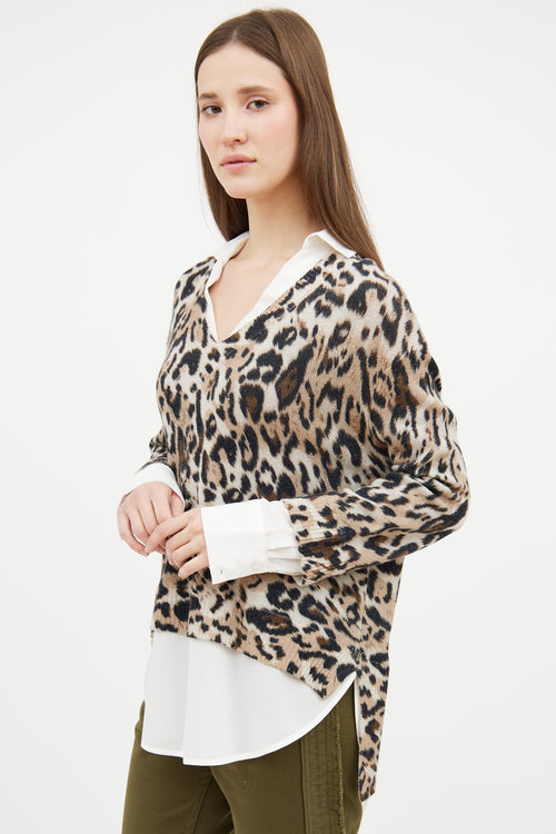 Brochu Walker White 
Beige Printed Shirt Sweater