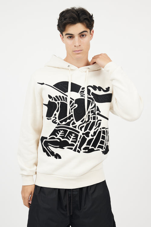 Burberry Cream 
Black Embroidered Crest Logo Hoodie