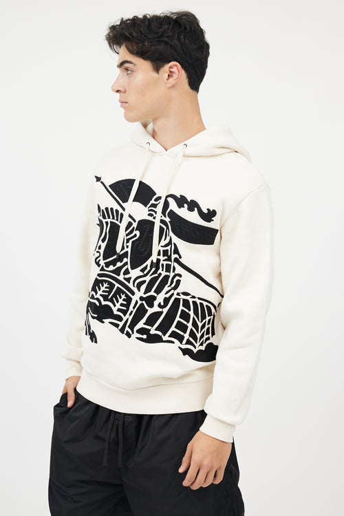 Burberry Cream 
Black Embroidered Crest Logo Hoodie