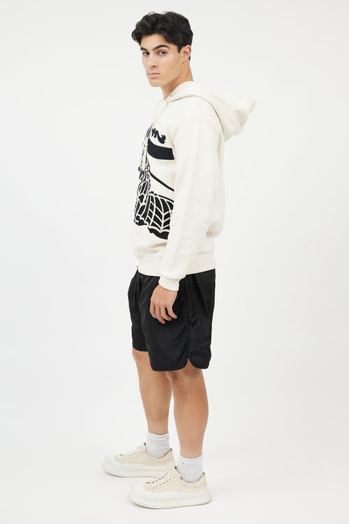 Burberry Cream 
Black Embroidered Crest Logo Hoodie