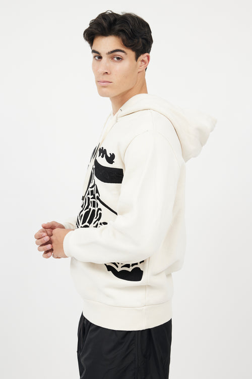 Burberry Cream 
Black Embroidered Crest Logo Hoodie