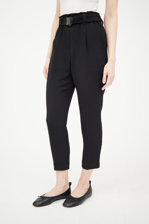 Brunello Cucinelli Black Tapered Paperbag Trouser