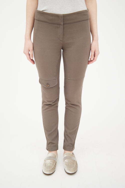 Brunello Cucinelli Brown Panelled Skinny Cargo Trouser