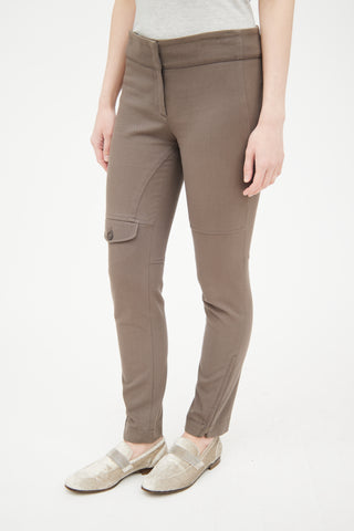 Brunello Cucinelli Brown Panelled Skinny Cargo Trouser