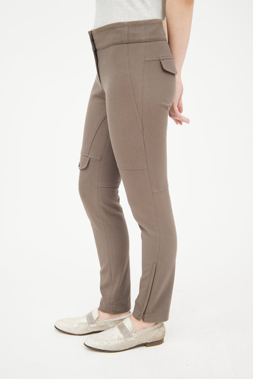 Brunello Cucinelli Brown Panelled Skinny Cargo Trouser