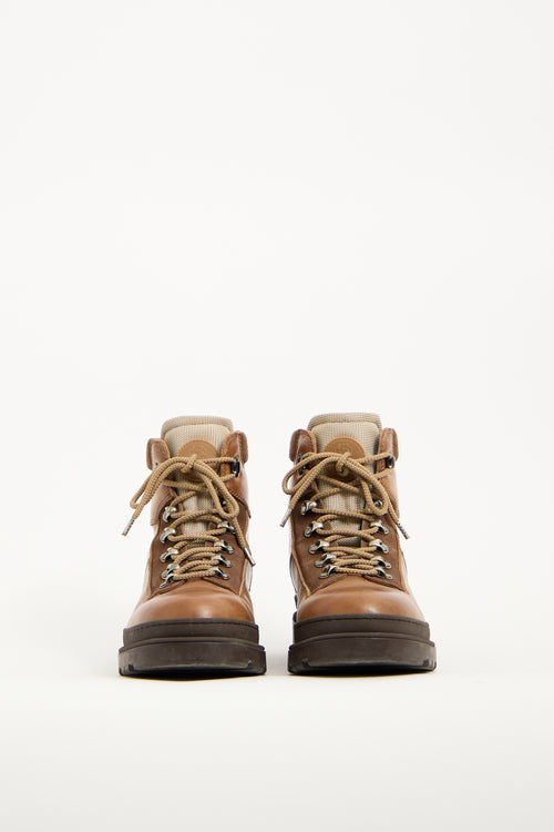 Brunello Cucinelli Brown Leather Hiking Boot