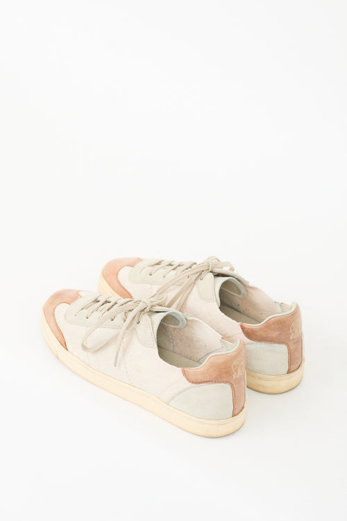 Brunello Cucinelli Beige 
Brown Lace Up Sneaker