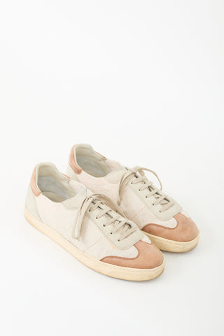 Brunello Cucinelli Beige 
Brown Lace Up Sneaker