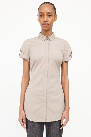 Brunello Cucinelli Button Short Sleeve Top