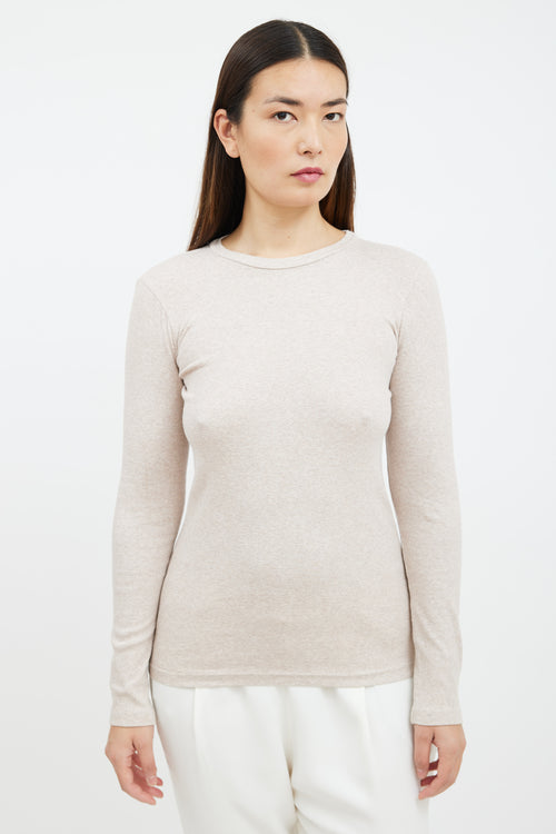 Brunello Cucinelli Beige Cotton Monili Detail Top