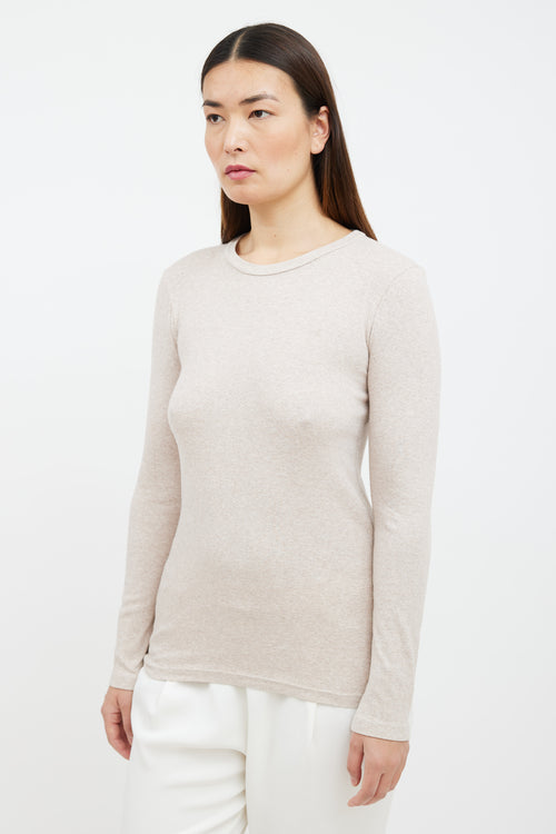 Brunello Cucinelli Beige Cotton Monili Detail Top