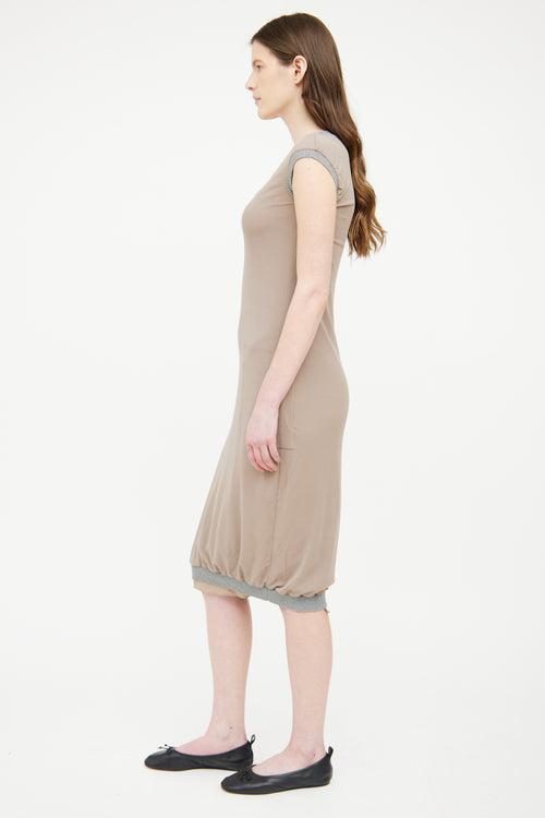 Brunello Cucinelli Brown 
Grey Pocket Sleeveless Dress