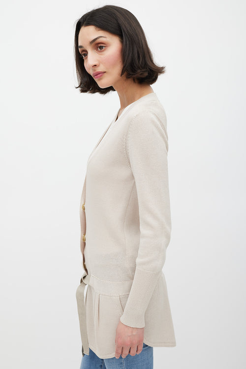 Brunello Cucinelli Beige Knit Belted Cardigan