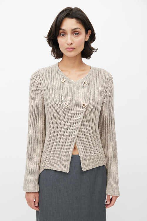 Brunello Cucinelli Beige Knit Cardigan