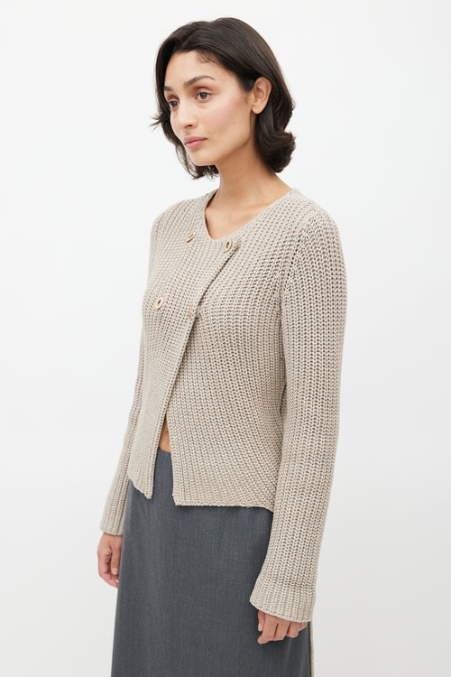 Brunello Cucinelli Beige Knit Cardigan