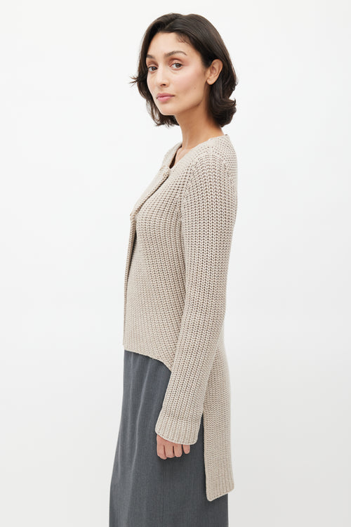 Brunello Cucinelli Beige Knit Cardigan