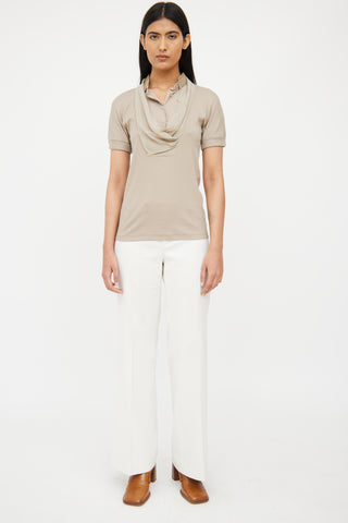 Brunello Cucinelli Beige Layered Monili Polo Top