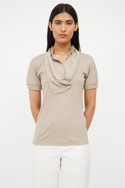 Brunello Cucinelli Beige Layered Monili Polo Top