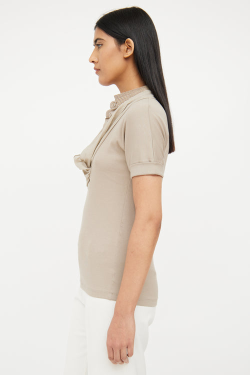 Brunello Cucinelli Beige Layered Monili Polo Top