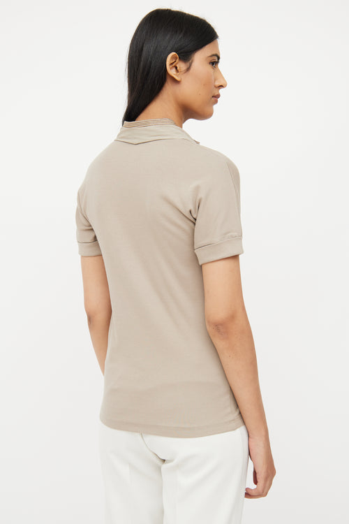 Brunello Cucinelli Beige Layered Monili Polo Top