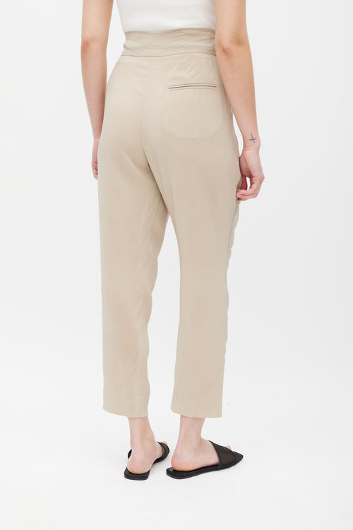 Brunello Cucinelli Beige Monilli Silk Trouser