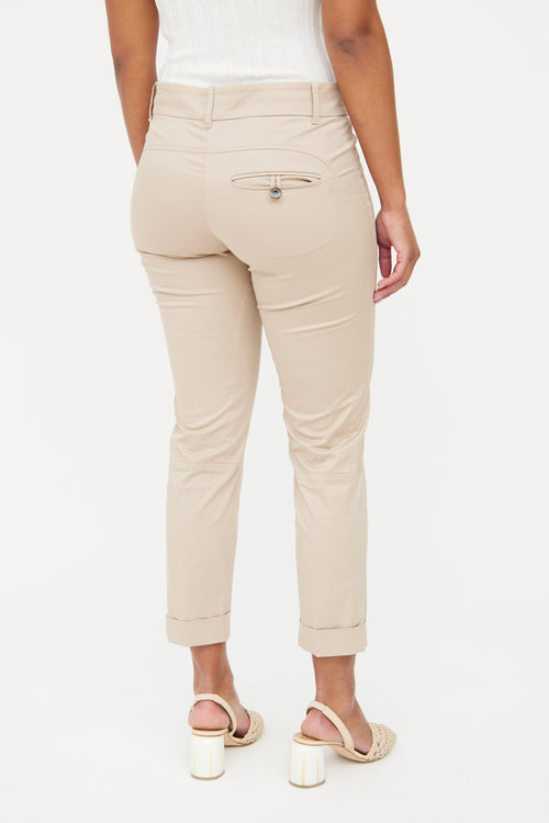 Brunello Cucinelli Beige Cuffed Pant