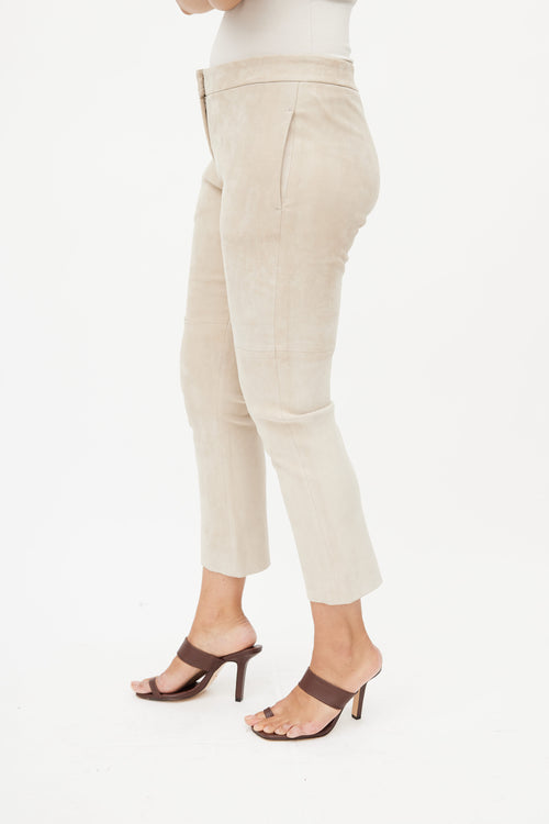 Brunello Cucinelli Beige Suede Cropped Trouser