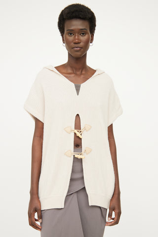 Beige Cashmere Knit Toggle Top Brunello Cucinelli