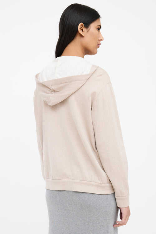 Brunello Cucinelli Beige Zip Up Pocket Sweater