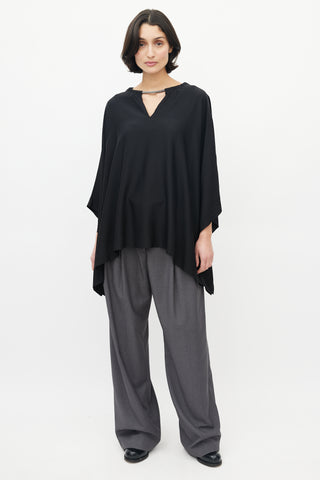 Brunello Cucinelli Black Monili Silk Poncho