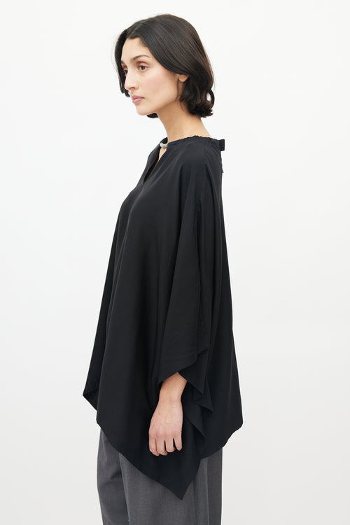 Brunello Cucinelli Black Monili Silk Poncho