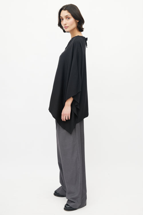 Brunello Cucinelli Black Monili Silk Poncho