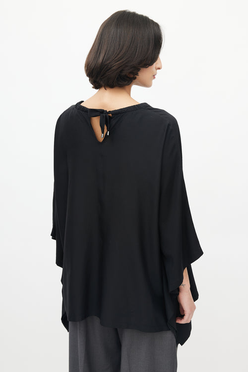 Brunello Cucinelli Black Monili Silk Poncho