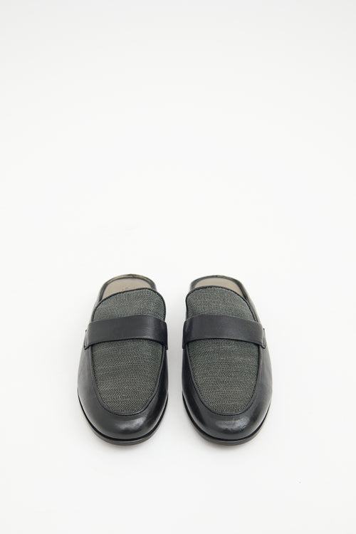 Brunello Cucinelli Black Monili  Mule