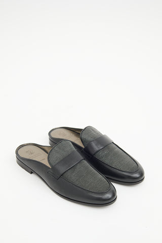 Brunello Cucinelli Black Monili  Mule