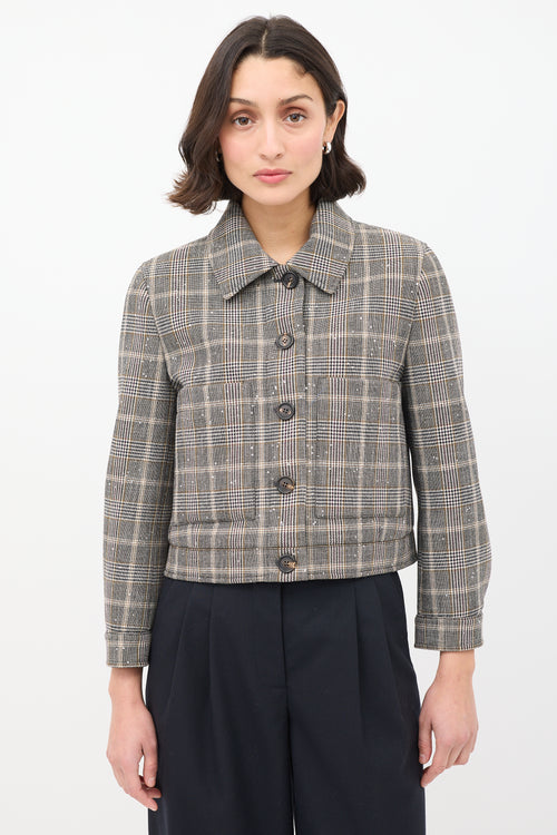 Brunello Cucinelli Multicolour Wool Sequin Check Jacket