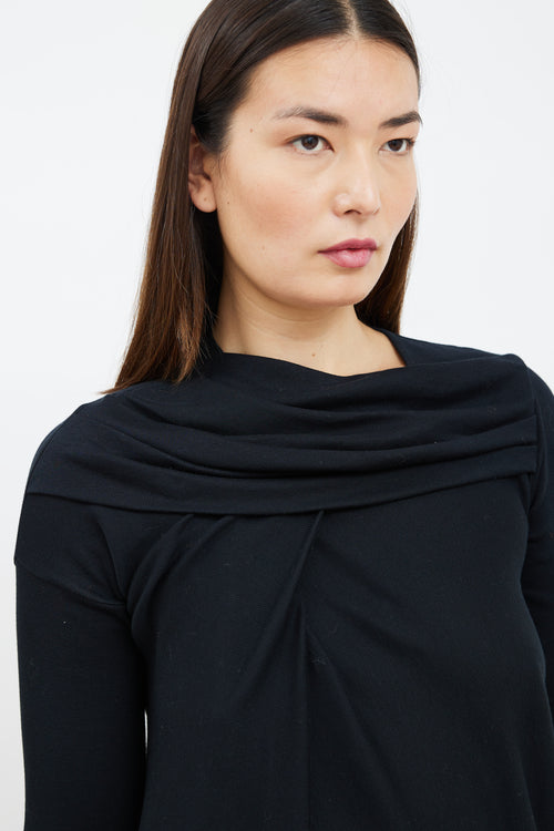 Brunello Cucinelli Black Pleated Layer Mini Dress