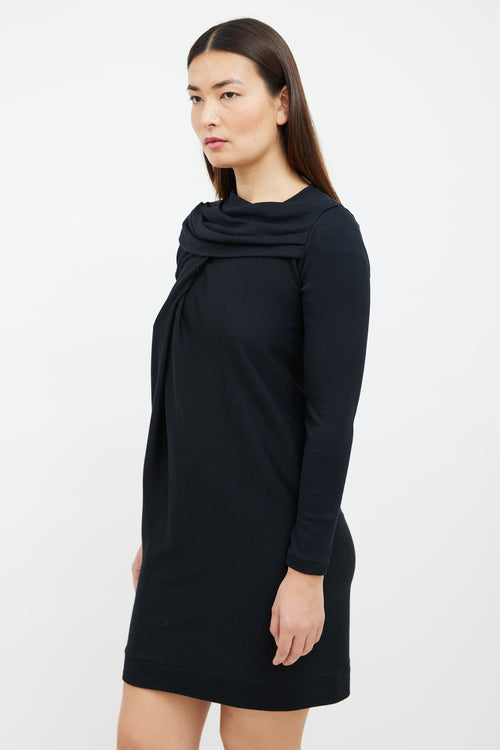 Brunello Cucinelli Black Pleated Layer Mini Dress