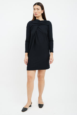 Brunello Cucinelli Black Pleated Layer Mini Dress