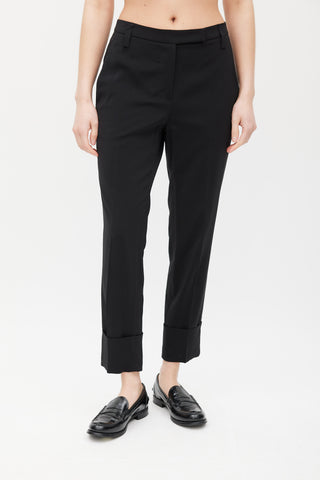 Brunello Cucinelli Black Silk Cuffed Trouser