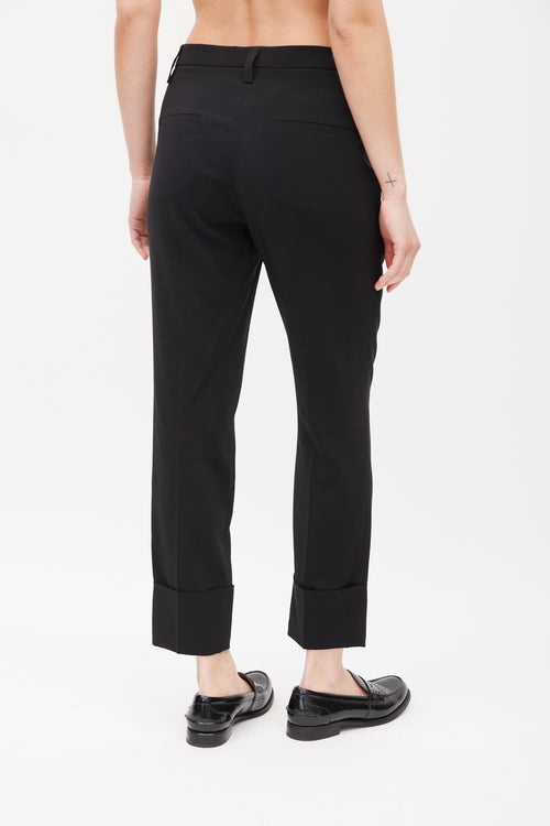 Brunello Cucinelli Black Silk Cuffed Trouser