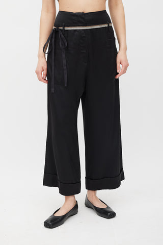 Brunello Cucinelli Black Tapered Belted Monili Trouser